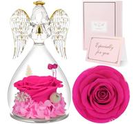 Sunia Rosa Eterna Regalo Donna, Rosa Stabilizzata Vera in Angel Cupola Regalo Mamma, Angelo Figurine di Vetro Regalo Nonna, Regalo Donna Compleanno, Regali Natale San Valentino Festa della Mamma