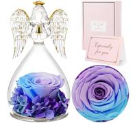 Sunia Rosa Eterna Regalo Donna, Rosa Stabilizzata Vera in Angel Cupola Regalo Mamma, Angelo Figurine di Vetro Regalo Nonna, Regalo Donna Compleanno, Regali Natale San Valentino Festa della Mamma