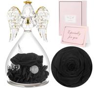 Sunia Rosa Eterna Regalo Donna, Rosa Stabilizzata Vera in Angel Cupola Regalo Mamma, Angelo Figurine di Vetro Regalo Nonna, Regalo Donna Compleanno, Regali Natale San Valentino Festa della Mamma
