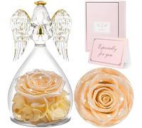 Sunia Rosa Eterna Regalo Donna, Rosa Stabilizzata Vera in Angel Cupola Regalo Mamma, Regali Donna Compleanno, Angelo Figurine di Vetro per Nonna, Regali Natale San Valentino Festa della Mamma