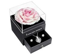Sunia Rosa Eterna Stabilizzata, Vera Rosa Eterna con Collana Argento 925 Donna con cuore e Orecchini, Ti Amo per Sempre Regalo, Idee Regalo Donna,Regalo Anniversario Matrimonio,Regalo Compleanno Mamma