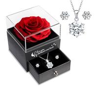 Sunia Rosa Stabilizzata Regalo Donna Compleanno, Rosa Eterna con Collana Orecchini Argento 925 Donna, Rosa Eterna Stabilizzata,Regalo Mamma Nonna Fidanzata Compleanno Natale San Valentino Anniversario