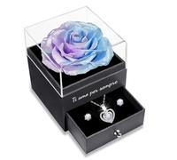 Sunia Rosa Stabilizzata Regalo Donna, Rosa Eterna con Collana Argento 925 Donna con cuore e Orecchini, Ti Amo per Sempre, Regalo Mamma Nonna Fidanzata Compleanno Natale San Valentino Anniversario