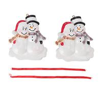 Sunicon 2pcs Christmas Tree Snowman Pendant, Snowman Shaped Hand Made Resin Pendant Mini Statue Christmas Tree Art Ornament Gift