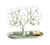 Sunicon Antler Tree Jewellery Display Stand Storage Tree Tower Rack Hanging Organizer with Deer for Ring Necklace Earrings (Green)