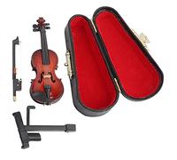 Sunicon Modello di violino in miniatura in legno, archetto e custodia Mini strumento musicale Modello di casa delle bambole in miniatura Decorazione della casa (8 x 3 x 0,8 cm /
