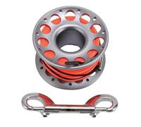 Sunicon Mulinello da immersione da 98,43 piedi, alluminio aeronautico, doppio gancio, sagola in nylon antitorsione, ampia apertura centrale e gancio per relitto (Grigio pistola)