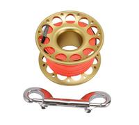 Sunicon Mulinello da immersione da 98,43 piedi, alluminio aeronautico, doppio gancio, sagola in nylon antitorsione, ampia apertura centrale e gancio per relitto (Oro)