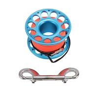 Sunicon Mulinello da immersione da 98,43 piedi, alluminio aeronautico, doppio gancio, sagola in nylon antitorsione, ampia apertura centrale e gancio per relitto (blu)