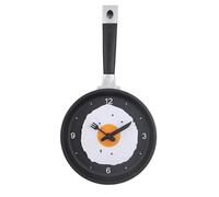 Sunicon Orologio da Parete in ABS a Forma di Uovo Fritto Padella Orologio da Parete Silenzioso a Batteria, Silenzioso a Batteria, Colorato Stile Country Toscano per Cucina (Black)