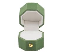 Sunicon Ring Box, Octagon Exquisite Romantic Small Flannel Ring Gift Case for Proposal Engagement Wedding (Green)