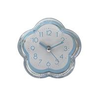 Sunicon Sveglia, sveglia carina a forma di fiore, silenziosa, a basso rumore, trasparente, piccola sveglia per soggiorno, camera da letto, comodino, desktop (Azul)