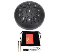 Sunicon Tamburo per Lingua in Acciaio, 6 Pollici 11 Toni Etereo all'aperto Chakra Rain Drum Mini Strumento a Percussione per Yoga, Meditazione, Educazione Prenatale (Nero)