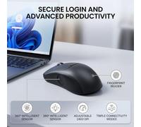 Sunicon Wireless Mouse, USB Mouse,Fingerprint Reader Support, 1000 1600 2400 DPI,2.4G BT5.0