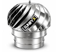 SUNIFY Comignolo Girevole Acciaio Inox - Aspiratore Eolico Antifumo per Camino e Canna Fumaria, Migliora il Tiraggio del Camino, Cappello Camino Rotante Antivento per Stufa e Ventilazione - Ø100 mm