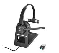 SUNITEC Cuffie Bluetooth wireless con microfono, dock di ricarica, cancellazione del rumore, dongle USB, APTX, funzione mute per telefoni cellulari, computer, tablet, conferenze in ufficio