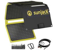 SunJack Caricatore portatile pieghevole a pannello solare da 40 W con supporti, IP67 impermeabile ETFE e DC/USB-A QC3.0/USB-C PD30 per telefono cellulare, laptop, stazione elettrica, zaino in spalla