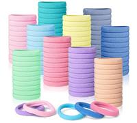 Sunjiyan 100 elastici per capelli macaron, per donne, ragazze e bambini, nessun danno, senza cuciture, per capelli spessi, elastici per capelli, morbidi elastici per coda di cavallo, 10 colori inclusi