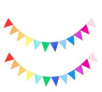 Sunjiyan 2 bandiere arcobaleno assemblate in feltro multicolore per decorazioni di compleanno colorate