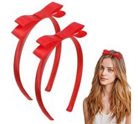 Sunjiyan 2 cerchietti per capelli con fiocco rosso, per donne e ragazze, graziosi, con fiocco, accessori per capelli, per compleanno, Natale, Halloween, feste in costume, decorazioni quotidiane