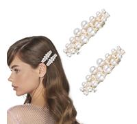 Sunjiyan 2 fermagli per capelli con perle da donna, classici fermagli per capelli con perle, per matrimoni, feste, matrimoni, regali di Natale