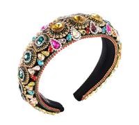 Sunjiyan Cerchietto per capelli con strass con perline colorate accessorio per capelli fantasia oversize da donna