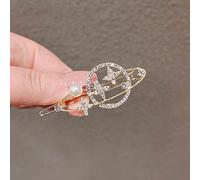 Sunjiyan Fermagli per capelli a forma di stella lunare, in lega, con strass e geometrici, accessori per capelli da donna (pianeta ovale)