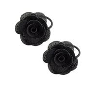 Sunjiyan Fermagli per capelli da 4,3 cm, in chiffon, a forma di fiore, per ragazze, completamente foderati, antiscivolo, accessori per capelli per bambine, in coppia, colore nero