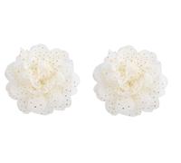 Sunjiyan Fermaglio per capelli da bambina, in chiffon, con fiore da 6,1 cm, accessori per capelli, set da 2 (avorio)