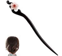 Sunjiyan Fermaglio per capelli in legno fatto a mano, per donne e ragazze, forcine per capelli cinesi retrò con decorazione floreale modello B
