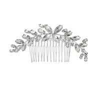 Sunjiyan Pettine per capelli da sposa, fatto a mano, con perle bianche, in lega di strass, fermaglio per capelli da sposa, fermaglio per capelli lucido, decorazione per capelli per spose, signore e