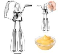 Sunjiyan Sbattitore manuale in acciaio inox con due teste rotanti per una miscelazione efficace, adatto per pasticceria e cucina, ideale per uso domestico e campeggio