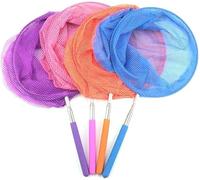 Sunjiyan Set di 4 reti telescopiche per farfalle e farfalle, rete da pesca per insetti, pesci e gamberetti, rete per insetti (viola, rosa, arancione, blu)
