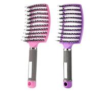Sunjiyan Spazzola districante magica per capelli secchi o bagnati, spazzola districante, spazzola per capelli ad asciugatura rapida per uomini, donne e bambini (rosa + viola)