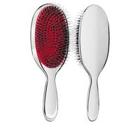 Sunjiyan Spazzola per capelli antistatica, massaggiante, professionale, districante, con setole naturali, in nylon, per capelli lunghi e spessi, ondulati (argento)
