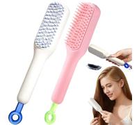 Sunjiyan Spazzola per capelli autopulente, 2 pezzi, pettine massaggiante a cuscino retrattile per donne, pulizia con un clic, spazzola flessibile da viaggio, massaggio antistatico del cuoio capelluto