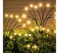 SUNJULY Luci Solari da Giardino, 2 Pezzi 10 LED Lampade Solari Lucciole, IP65 Impermeabile, Luce Solare LED Esterno per Patio Prato Percorso Decor