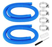 SUNJULY Tubo per piscina, 32 mm, 2 pezzi da 1,5 m, con 4 clip di sicurezza e connettore per pompa