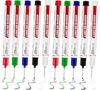 Sunkangkang 10 pz Long Head Deep Hole Marker - Long Nib Marker, Multi-purpose Deep Hole Marker Pens, Quick Dry Waterproof Colorful Carpenter Pen Markers for Construction Bathroom Woodworking