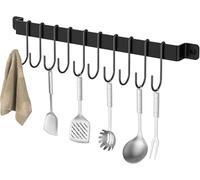 Sunkangkang Appendiabiti da cucina da parete con 10 ganci, in ferro battuto, porta utensili da cucina, pentole, padelle, tazze da caffè