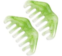Sunkangkang Massaggio Comb, 2 pz Giada Natural Guasha Scraping Scalp Comb Viso Care Massage Multifunzionale Tool Gua Sha Comb Birthing Comb Massager per la testa Caring Body Relaxing