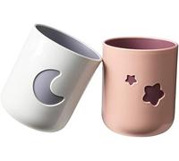 Sunkangkang Moon&Stars Coppia Toothbrush Cup 2 pezzi, 13.5ozTwo-Color Thickened Drinking Mug,Exquisite Toothbrush Holder (Moon&Stars)