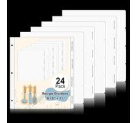 Sunkangkang Recipe Dividers for 3 Ring Binder Set 9 3/4"×11" Black and Pre-Printed Recipe Binder Dividers Recipe Organizer Personalized Family Recipe Binder (24)