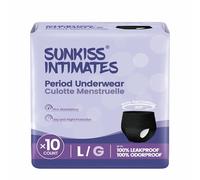 SUNKISS INTIMATES Mutande Mestruali Monouso Donna, Flusso Abbondante Notte, Biancheria Intima Postparto, Nero, Taglia L, 10 Unità