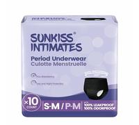 SUNKISS INTIMATES Mutande Mestruali Monouso Donna, Flusso Abbondante Notte, Biancheria Intima Postparto, Nero, Taglia S/M, 10 Unità