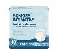 SUNKISS INTIMATES Mutande Mestruali Monouso Donna, Flusso Abbondante Notte, Biancheria Intima Postparto, Bianco, Taglia S/M, 10 Unità