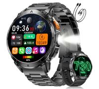 SUNKTA Orologio intelligente da uomo 730 mAh grande batteria 1,7" HD Bluetooth chiamate per iOS Android Smartwatch Militare Sportive fitness,Monitoraggio della salute,sonno,3 braccialetti,grigio