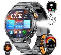 SUNKTA Orologio intelligente da uomo Militare 1000 mAh grande batteria 1,7" HD Bluetooth chiamate per iOS Android Smartwatch Sportive fitness,Monitoraggio della salute,sonno,3 braccialetti,grigio-nero