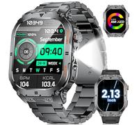 SUNKTA Orologio intelligente per uomini con torcia LED,orologio fitness AMOLED da 2,13'' con batteria grande da 450 mAh,impermeabile 5ATM,113 modalità sportive, monitoraggio della frequenza cardiaca