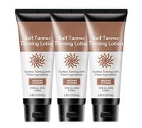 Sunless Body Tanning Cream con ingredienti naturali e biologici, lozione auto-abbronzante idratante per una lucentezza naturale, abbronzatura finte, medio-scuro (3 pezzi)